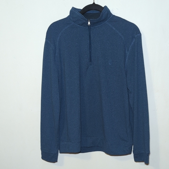 Izod Saltwater Blue Quarter-Zip Pullover with Logo Men's Size M - Picture 1 of 5